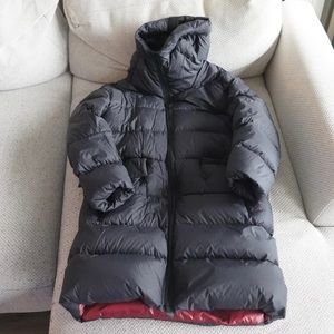 +J Uniqlo black long puffer jacket